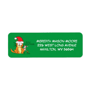 Cat Funny Christmas Cartoon Cute Mouse Return Address Label