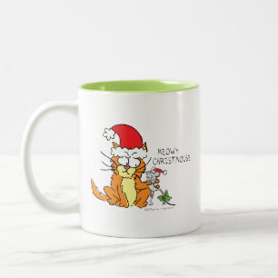 Cat Funny Christmas Cartoon Cute Mouse Two-Tone Coffee Mug
