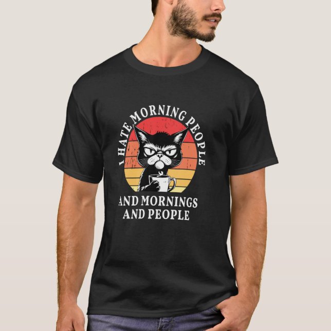 Cat Funny Coffee T-Shirt (Front)
