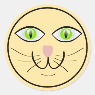 Cat Funny Face Cartoon-29034 Classic Round Sticker