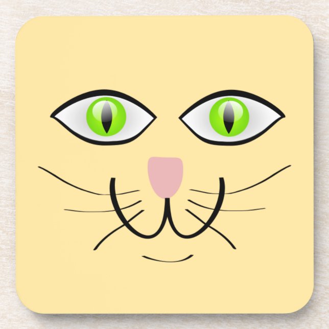 Cat Funny Face Cartoon-29034 Coaster (Front)