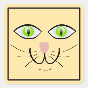 Cat Funny Face Cartoon-29034 Square Sticker