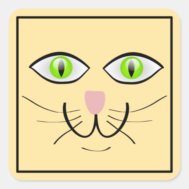 Cat Funny Face Cartoon-29034 Square Sticker (Front)