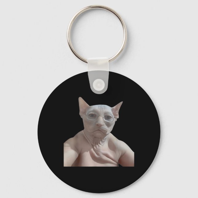 Cat Funny Meme Key Ring (Front)