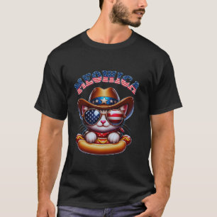 Cat Funny Meowica 4th of July Cute Kitten American T-Shirt