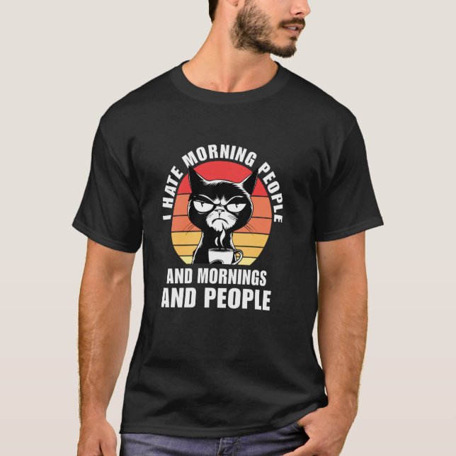 Cat Funny Retro Coffee T-Shirt (Front)