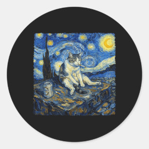 Cat Funny Smoking Cat Meme for Men Women Classic Round Sticker