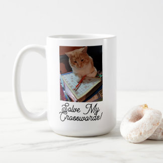 Cat Funny Solve My Crosswords Customised Photo Coffee Mug