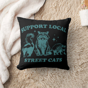 Cat Funny Vintage Racoon Opossum Skunk Cushion