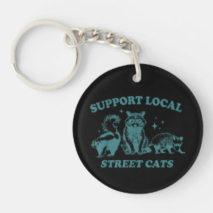 Cat Funny Vintage Racoon Opossum Skunk Key Ring