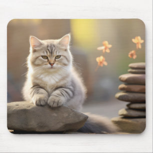 Cat Furry Pet Animal Tranquil Peaceful Mouse Pad