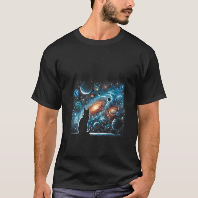 Cat Galaxy Funny Cat Lover Gifts For Cat Dad Cat M T-Shirt (Front)