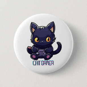 Cat Gamer 6 Cm Round Badge