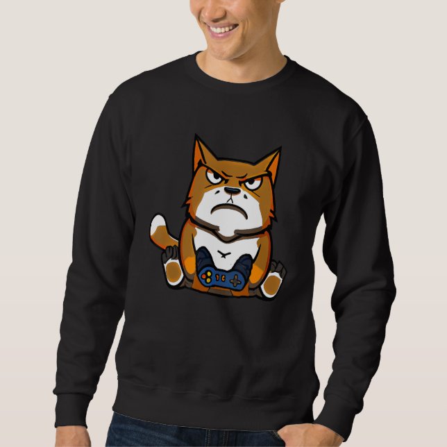 Cat Gamer Cat Video Games Motif  Controller Sweatshirt (Front)