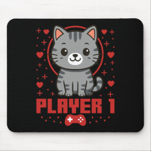 Cat Gamer Couple Cat Retro Pixel Arcade  Mouse Pad
