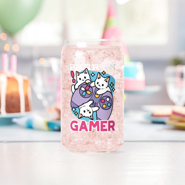  Cat Gamer Design - Purr On Gamer Joystick Art Can Glass (Insitu (Birthday))