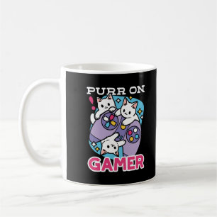 Cat Gamer Design - Purr On Gamer Joystick Art Coffee Mug