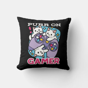  Cat Gamer Design - Purr On Gamer Joystick Art Cushion