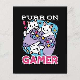  Cat Gamer Design - Purr On Gamer Joystick Art Flyer