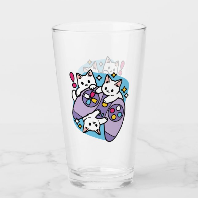  Cat Gamer Design - Purr On Gamer Joystick Art Glass (Front)