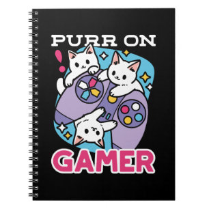  Cat Gamer Design - Purr On Gamer Joystick Art Notebook