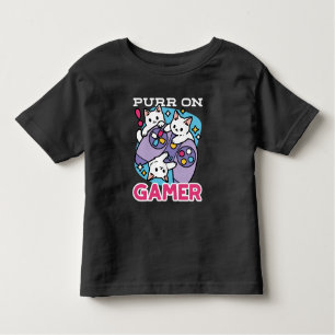 Cat Gamer Design - Purr On Gamer Joystick Art Toddler T-Shirt