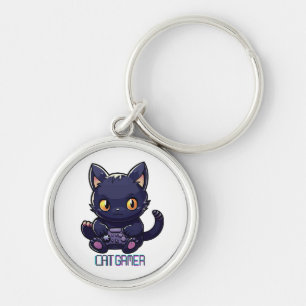 Cat Gamer Key Ring