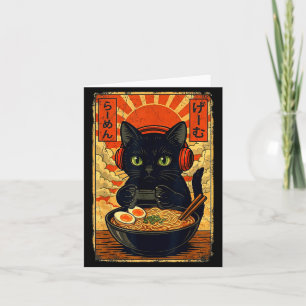 Cat Gamer Men Anime Kawaii Funny Gaming Headset Ca Card