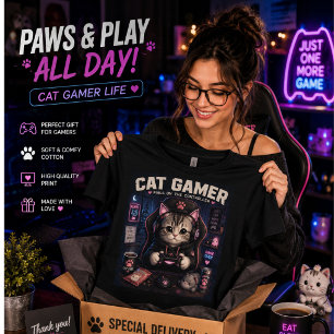 Cat Gamer T-Shirt   Cute Gaming Cat Shirt for Game