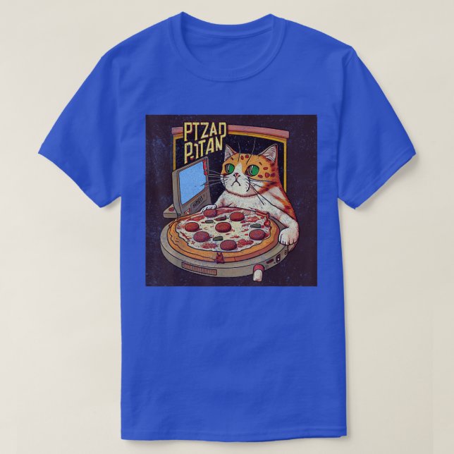 Cat Gaming Pizza  T-Shirt (Design Front)