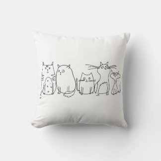 Cat gang Line Art Cartoon illustration Cushion