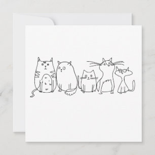 Cat gang Line Art Cartoon illustration Invitation