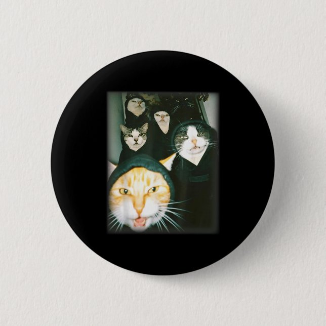 Cat Gang Meme Funny Chaotic Cats Unhinged Feline H 6 Cm Round Badge (Front)