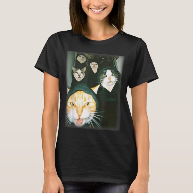 Cat Gang Meme Funny Chaotic Cats Unhinged Feline H T-Shirt (Front)