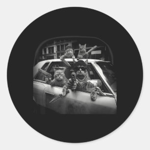 Cat Gang Meme Silly Cat Meme Trendy Funny Gangster Classic Round Sticker