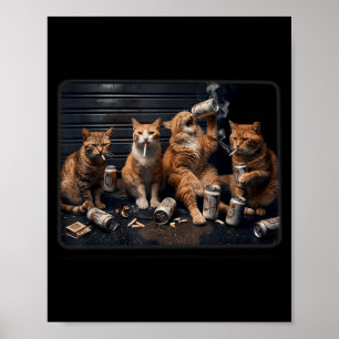 Cat Gang Meme Silly Cat Meme Trendy Gangster Poster