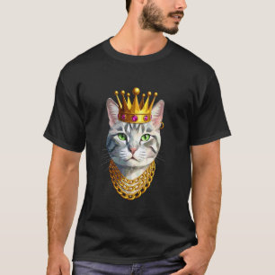 Cat Gangster Golden Crown King Regal Art T-Shirt