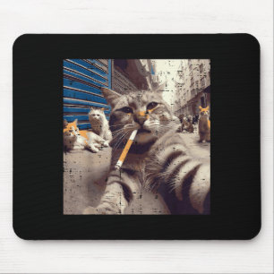 Cat Gangster Street Cats Selfie Funny Meme Humor M Mouse Pad