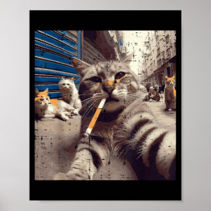 Cat Gangster Street Cats Selfie Funny Meme Humor M Poster