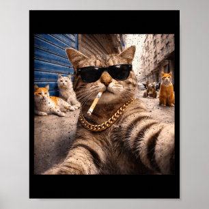 Cat Gangster Street Cats Selfie Funny Meme Humor M Poster