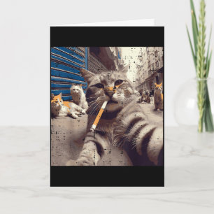 Cat Gangster Street Cats Selfie Funny Meme Humour  Card
