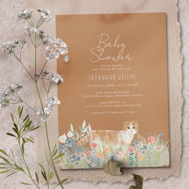Cat Garden | Burnt Orange | Neutral Baby Shower Invitation (Creator Uploaded)