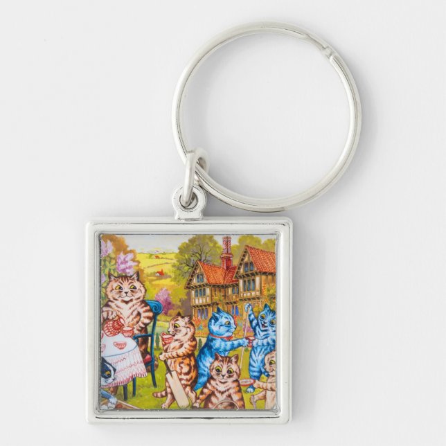 Cat Garden Party Key Ring (Front)