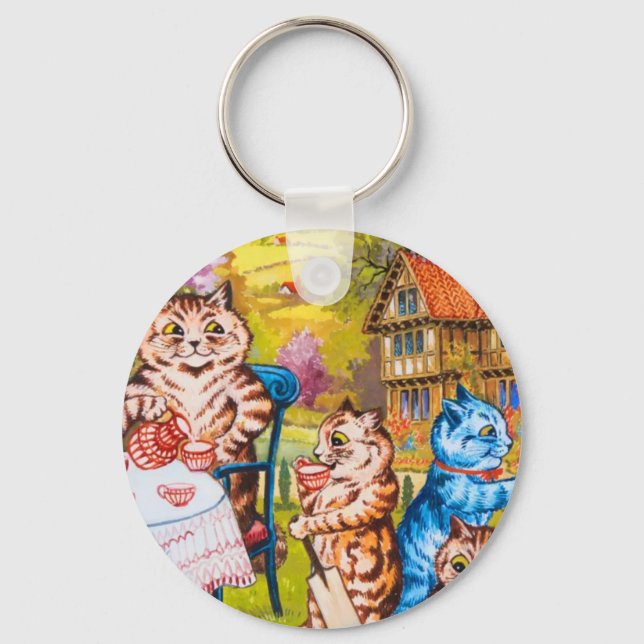 Cat Garden Party Key Ring (Front)