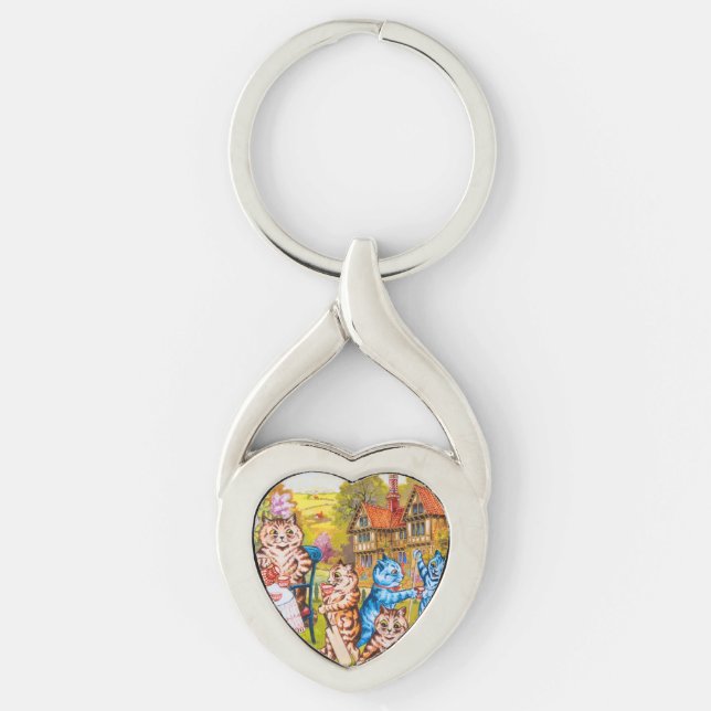 Cat Garden Party Key Ring (Front)