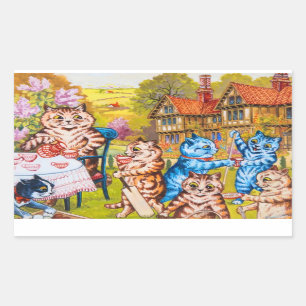 Cat Garden Party Rectangular Sticker