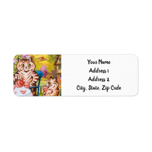 Cat Garden Party Return Address Label