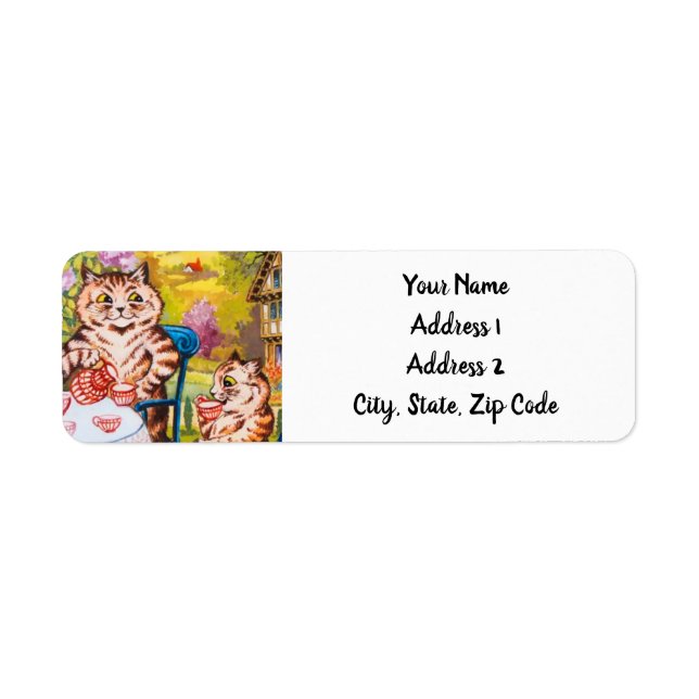 Cat Garden Party Return Address Label (Front)