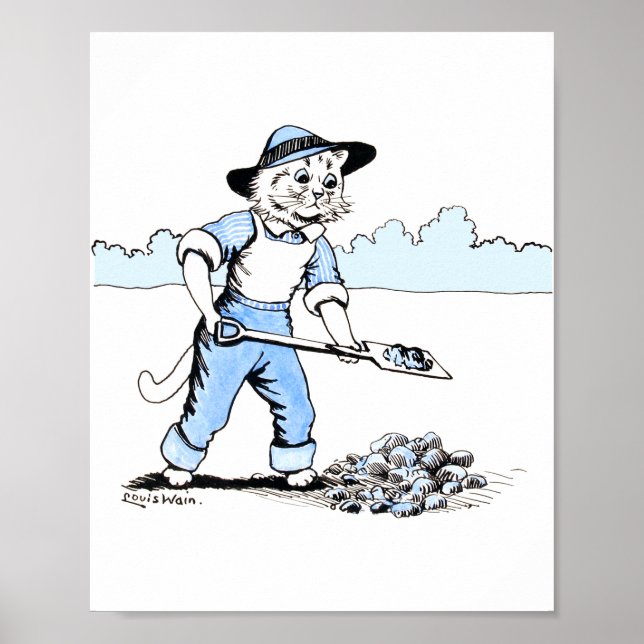 Cat Gardener, Louis Wain Poster (Front)