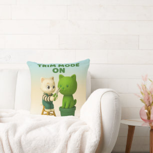 Cat Gardener Topiary Trim Mode Surreal Cushion